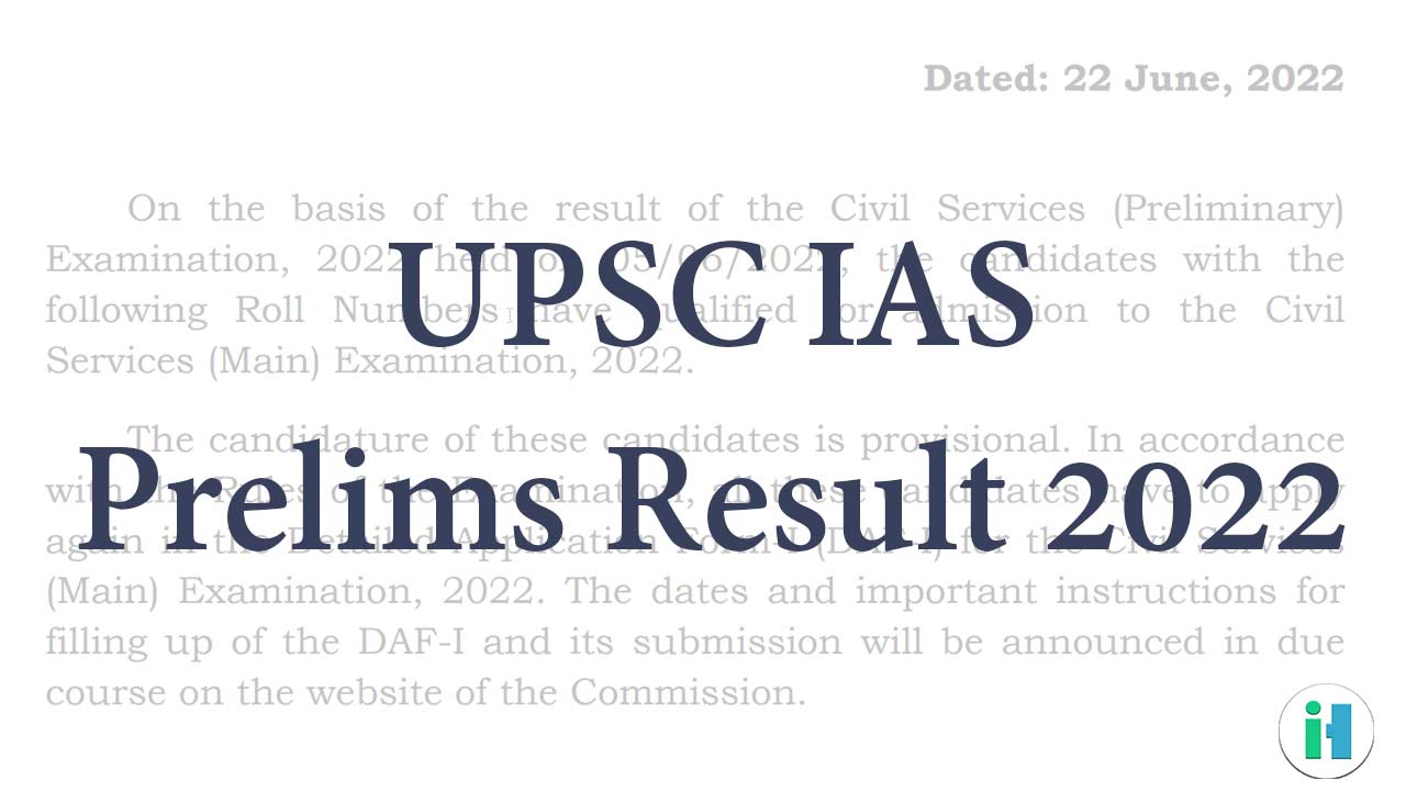 UPSC IAS Prelims Result 2022